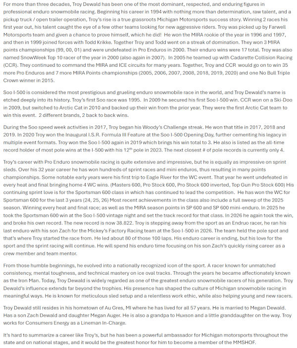 DeWald Troy bio